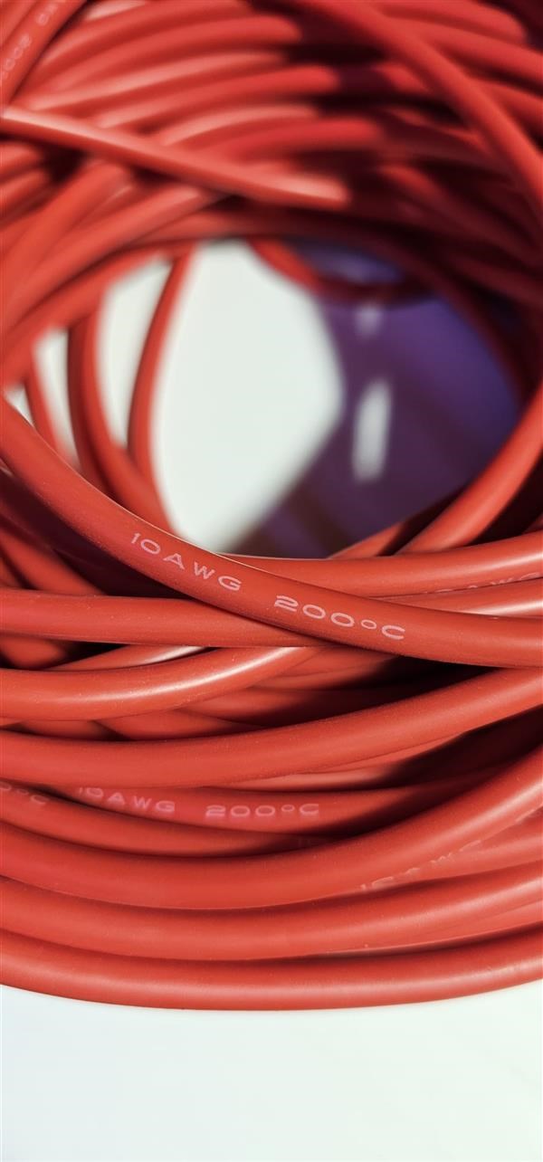 Cavo Elettrico 10 AWG 5,3 mm² - 2,5 m Rosso 2,5 m - Filo Rivestito in Silicone Filo di Rame Stagnato 1050 Fili per RC Auto, Drone, Batteria Aereo, ecc 