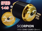 Scorpion HKIII-5040-530kv (8mm) Brushless Motor - 14S Speed